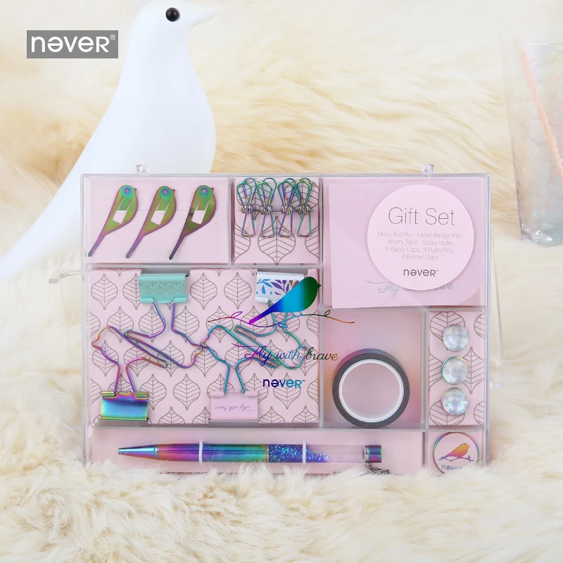 Never Fly Bird Series Gift Stationery Sets Binder Paper Clip