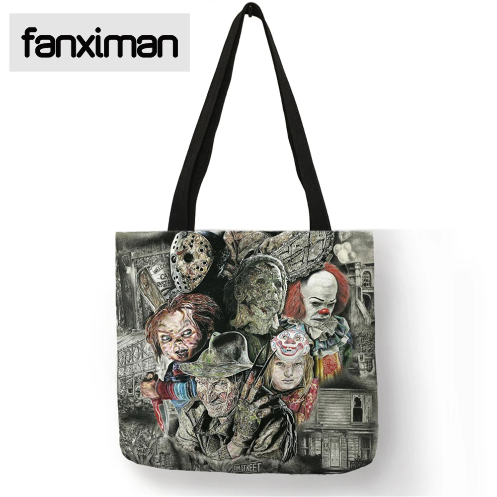 Fanximan Custom Folding Reusable Bag Shopping Linen Tote Bag Horror