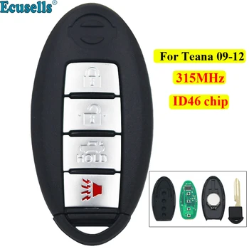 

4 Buttons Keyless Entry Smart Remote Key Fob Clicker 315MHz with ID46 chip for Nissan Teana 2009-2012 with insert key
