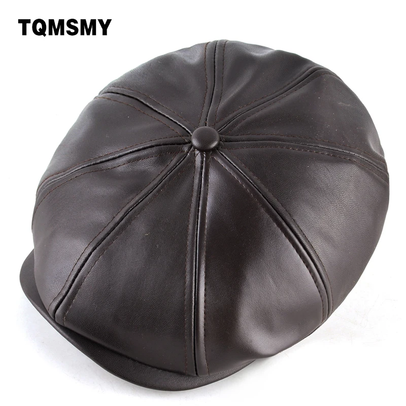 

TQMSMY Retro Octagonal hats for men berets Imitation leather hat casual peaked cap gorras planas flat caps winter men's hat bone