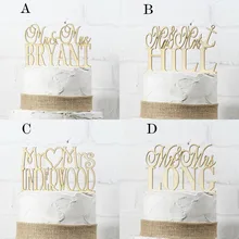 Изготовленный На Заказ Топпер для торта деревенские названия деревянный Топпер для торта Mr Mrs украшение свадебного торта персонализированное имя юбилея Топпер для торта