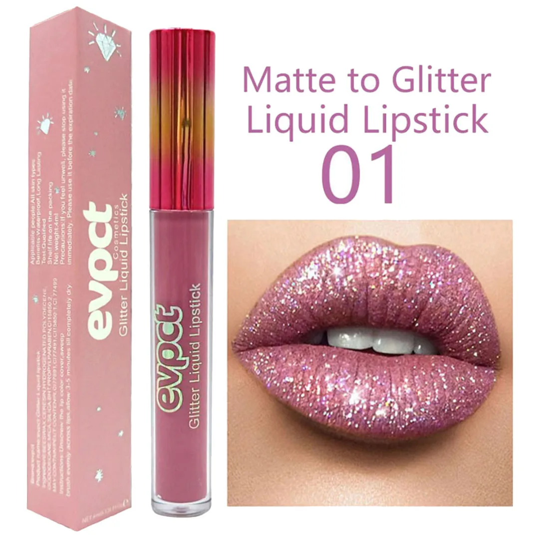 Shellhard 15 Colors Diamond Glitter Glossy Makeup Liquid Lipstick Matte Changed Metallic Lipgloss Shiny Sexy Lip Gloss