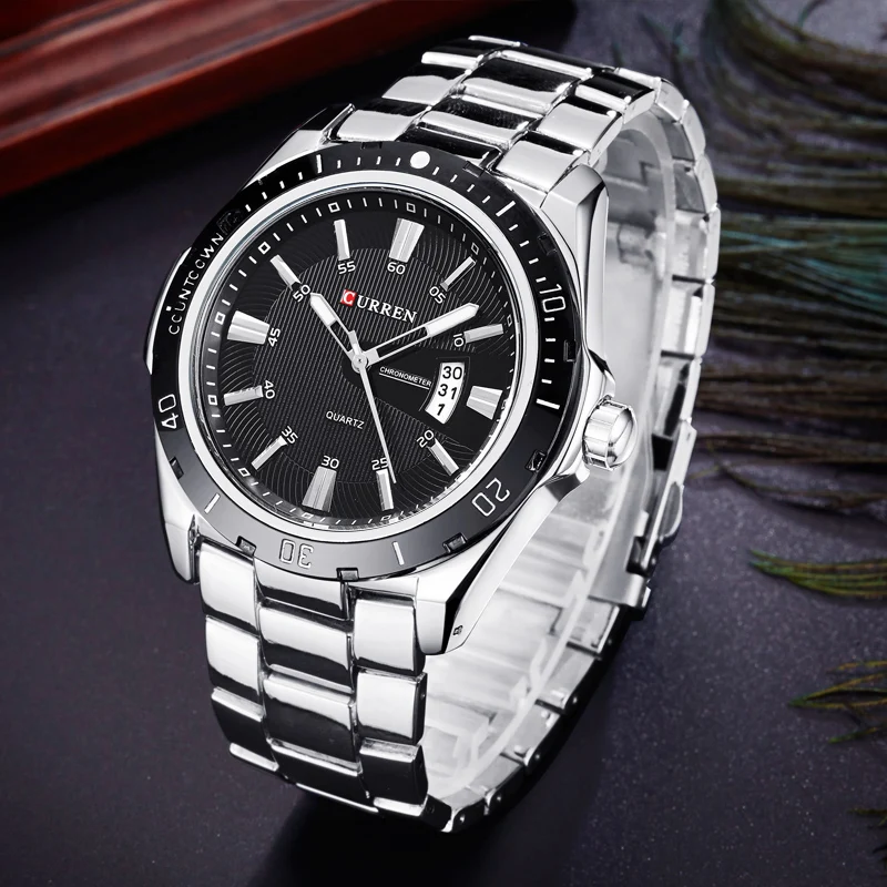  Mens Watches Top Luxury Brand CURREN 2018 Men Full Steel Watches Quartz Watch Analog Waterproof Spo