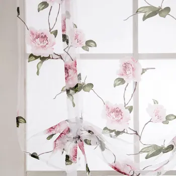 

Pastoral Roman Curtains Window Tulle Solid SheerCurtain For the Living Room Bedroom Windows Balcony Voile Short curtain