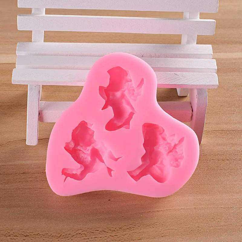 

3 Hole Baby angel Shaped Silicone Mold Cake Decoration boy Fondant cookies tools 3D Silicone Mould Gumpaste Candy