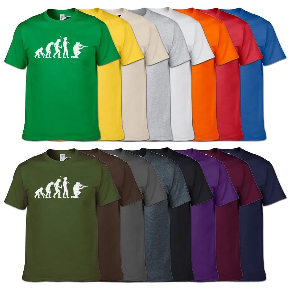 Дизайнерская креативная забавная Футболка с принтом «Эволюция снайпера», Хлопковая мужская повседневная Высококачественная футболка с коротким рукавом и круглым вырезом, 16 цветов