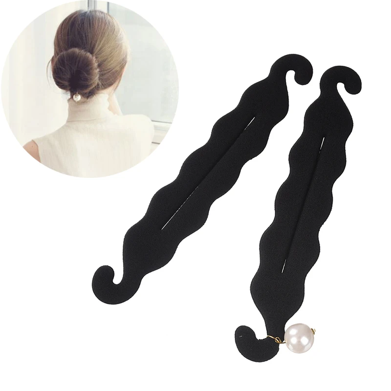 

M MISM Girls Magic French Foam Sponge Donut Bun Maker Imitation Pearl Elegant DIY Hairstyle Tools Curler Roller Hair Accessories