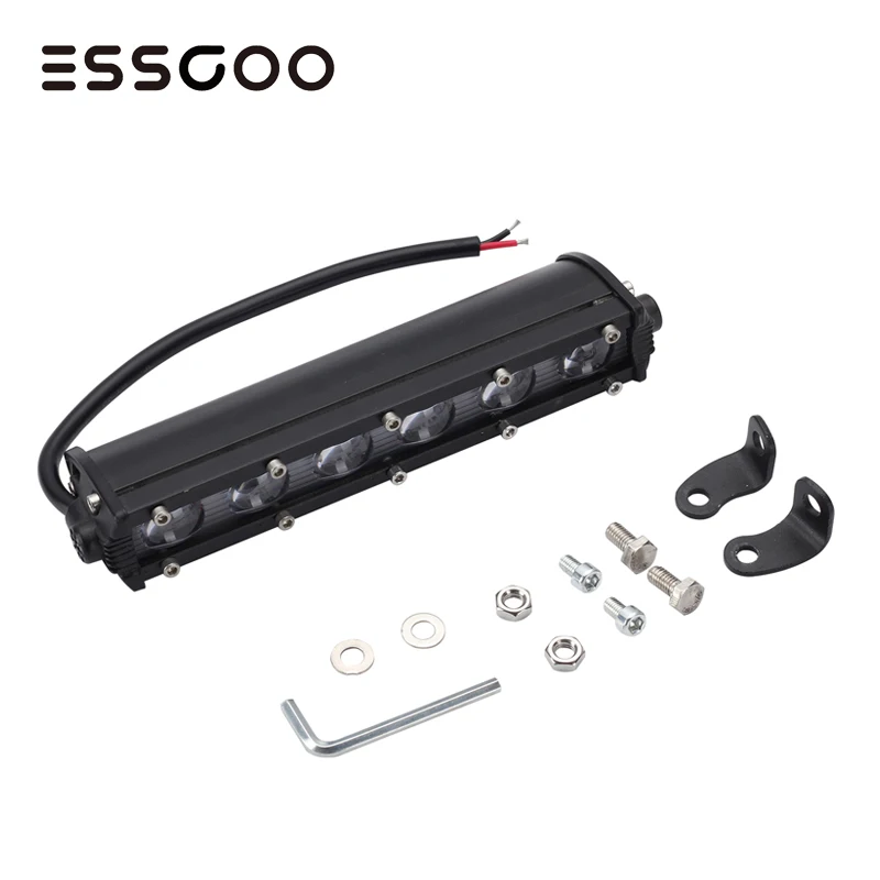 

ESSGOO LED Work Light Bar Spotlight 7 Inch 60W 6000LM 6000K Car Driving Fog Lamp DV 12V 24V For SUV ATV Truck 6 LED Spot Light