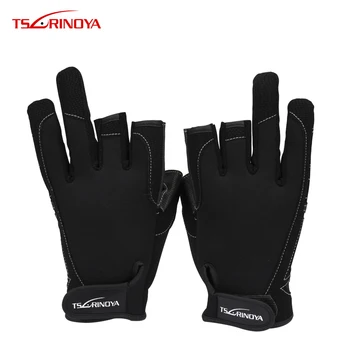 

TSURINOYA 17-3A 3 Half-Finger Breathable Anti-Slip Fishing Lure Gloves Anti-slip Breathable 3 Cut Finger Fishing Sport Gloves