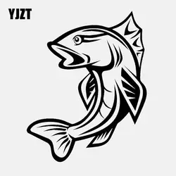 YJZT 13 см * 16,5 Забавный бас рыба автомобильный стикер с рыбалкой наклейка винил черный/серебристый C24-0678