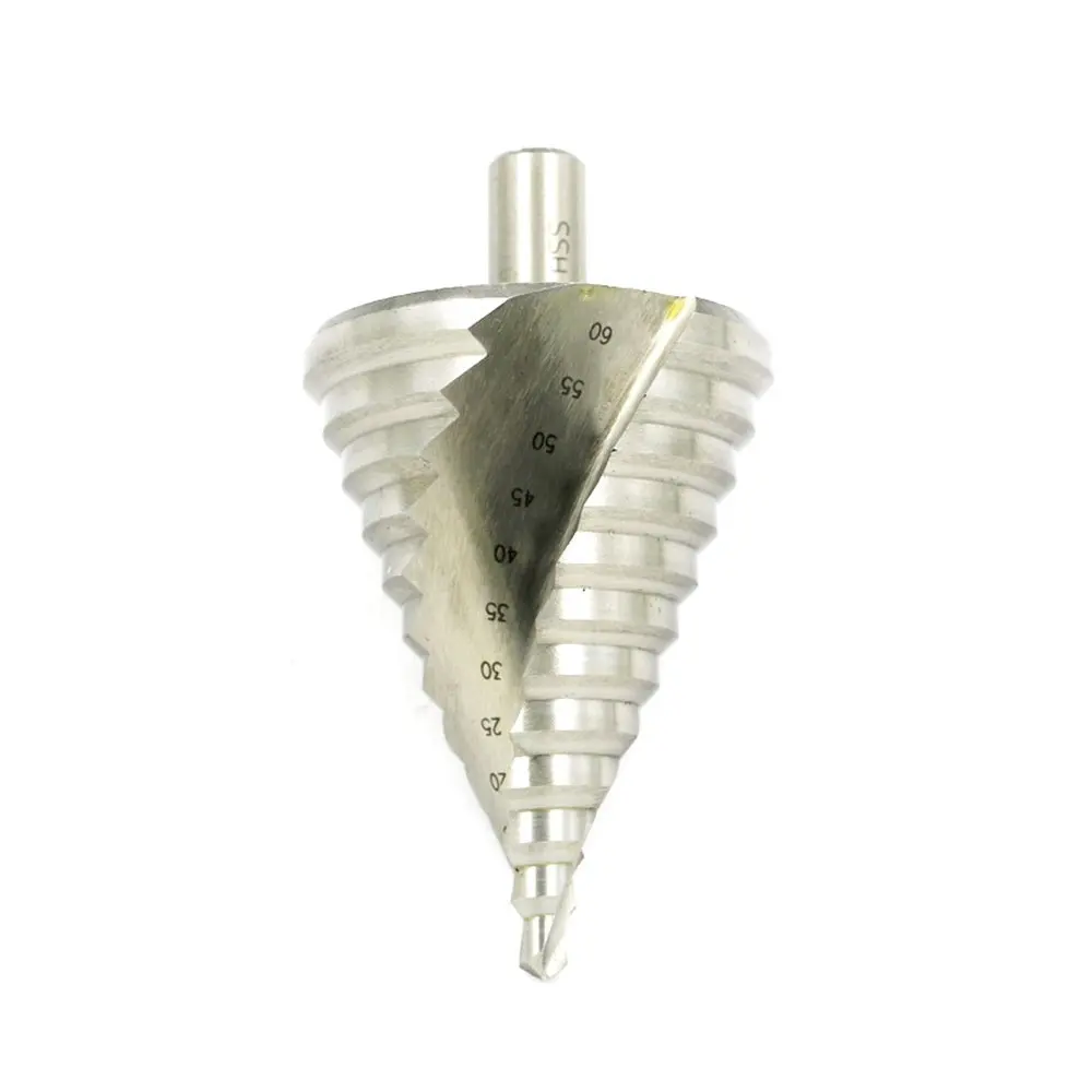 

HSS Step Drill Bit 6-60mm 12 Steps Spiral Groove Core Drill Bit For Metal Platic Wood Cutting Tools