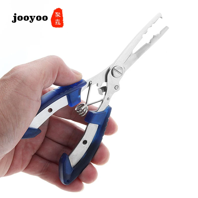 Stainless Steel Fishing Pliers Split Ring Cutters Fishing Holder Tackle Sheath & Retractable Tether Combo Hooks Remover jooyoo