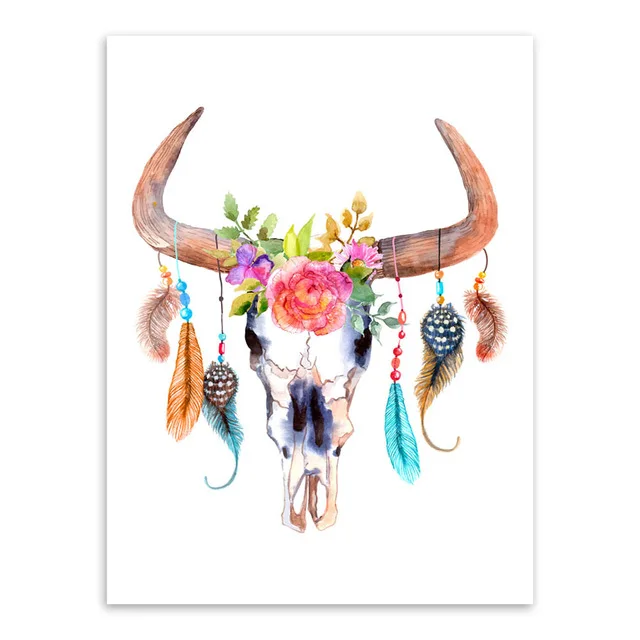 Modern-Watercolor-Deer-Head-Skull-Poster-Print-A4-Dream-Catcher-Feather-Wall-Art-Picture-Nordic-Hippie.jpg_640x640