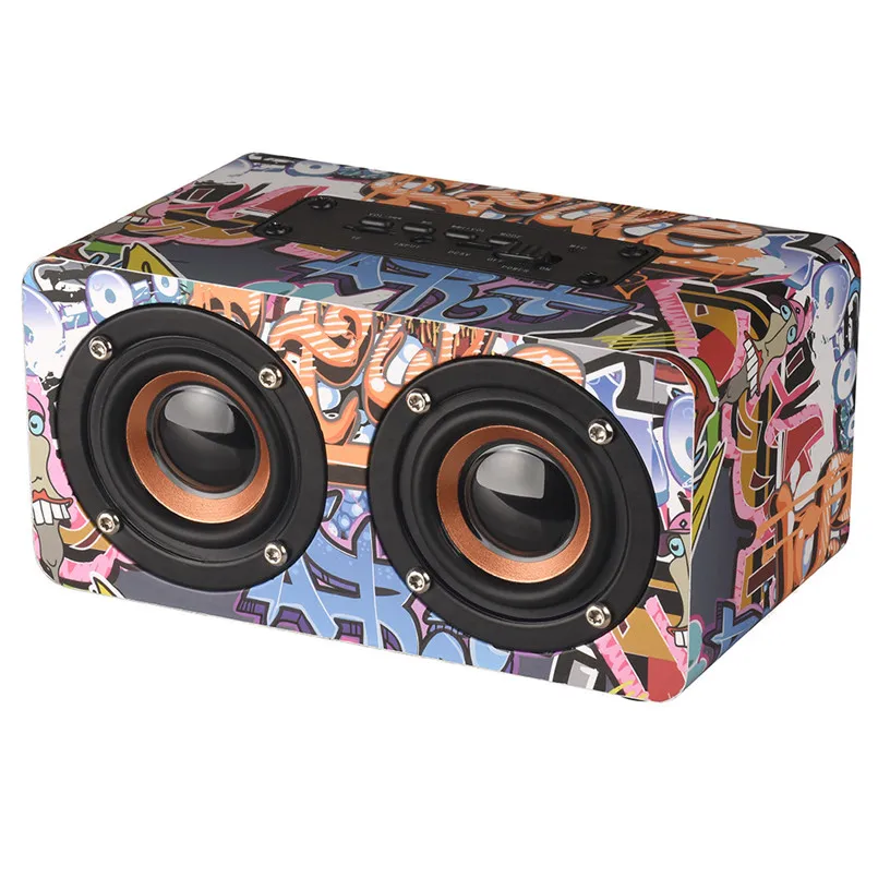 Colourful Bluetooth Speaker Edition Home Wood Bluetooth Speaker Mini 3D Dual Loudspeakers USB Charge Cable 40MR2602
