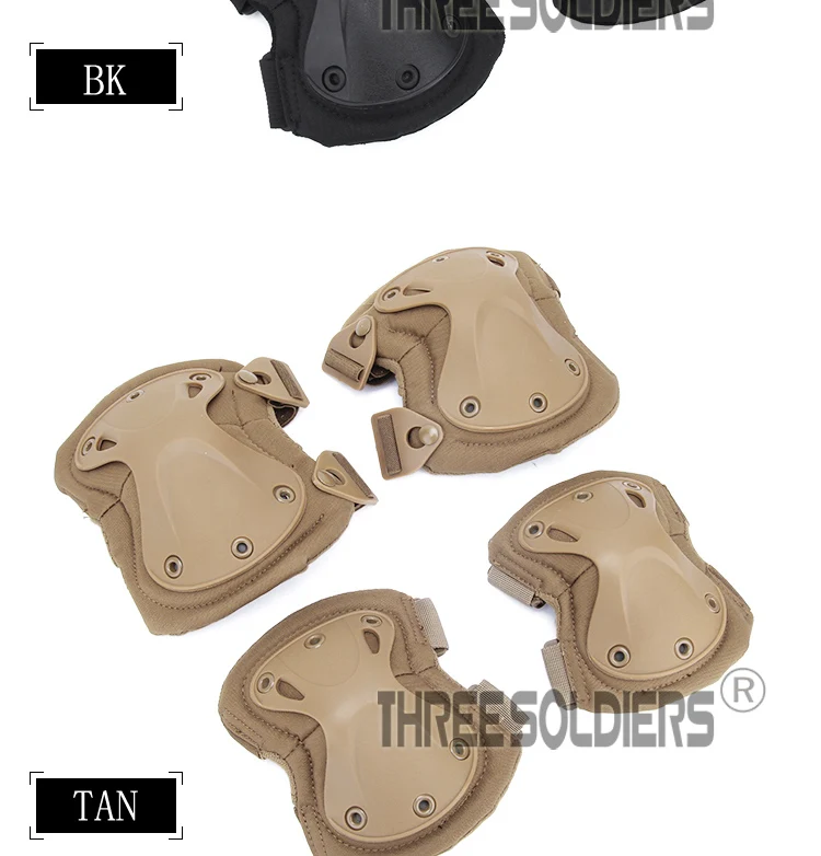 Три солдаты взрослых тактический пейнтбол защиты наколенники и налокотники Набор для спорта на открытом воздухе