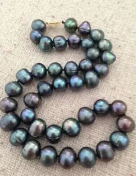 

HUGE 18"10-11MM NATURAL SOUTH SEA GENUINE BLACK BLUE PEARL NECKLACE 233AAA