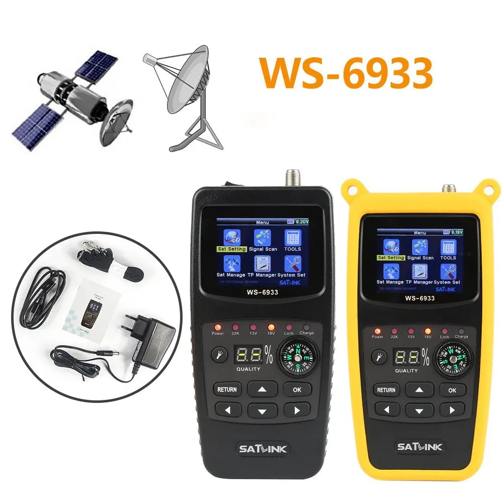Newest Digital Sat Finder Satellite Antenna Signal Meter for Sat Dish WS-6906 DVB-S FTA Signal Finder Satellite TV Receiver Tool with 3.5inch LCD Screen Display