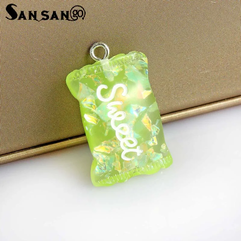 

10pcs Mixed Colorful Sweet Candy Resin Pendant Charms For Women Girls DIY Making Necklace Bracelet Jewelry Accessories 27*17mm