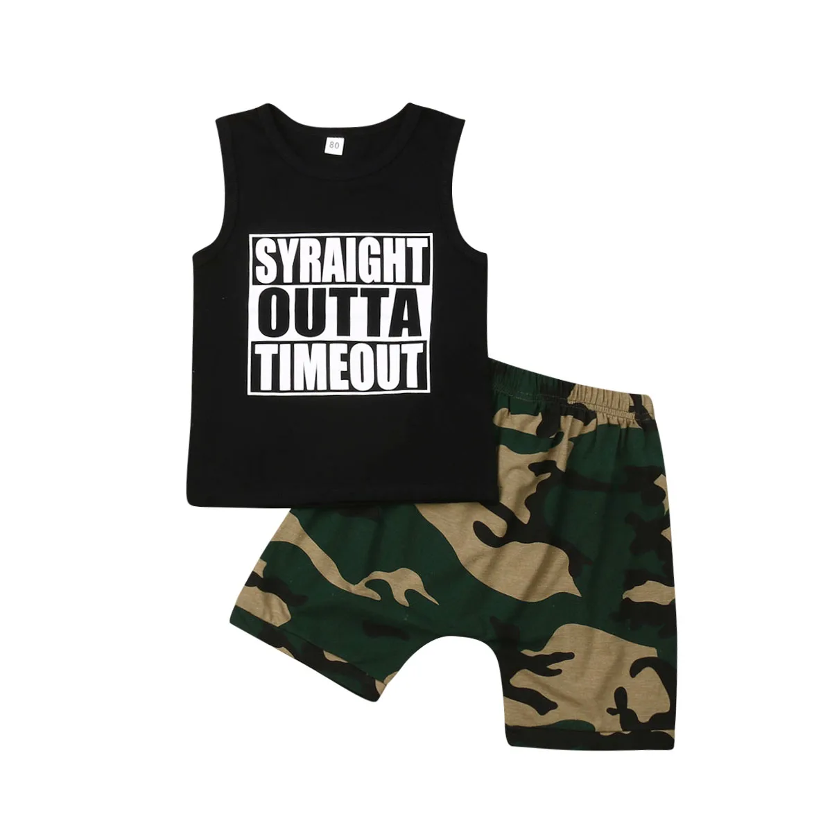 

0-24M Toddlers Infant Newborn Baby Boy Summer T-shirt Vest Camo Pants Outfit Clothes