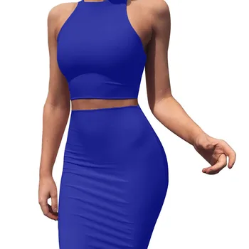 

Women New 2020 Fashion Elegant Party Slim Women Slimming Sleeveless Medium Two-piece Vest Dress Vestidos Harajuku #by