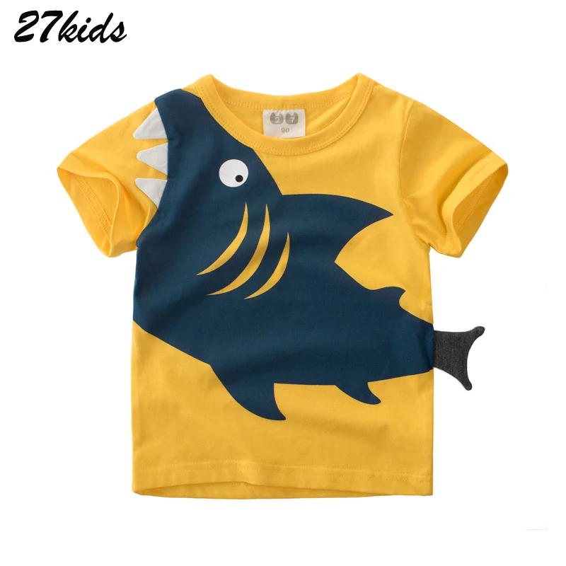 27, детские футболки с рисунками из мультфильмов «Рыбалка за беду» летние футболки для мальчиков с изображением акулы и рыбы Детские футболки с короткими рукавами - Цвет: 9326 same photo