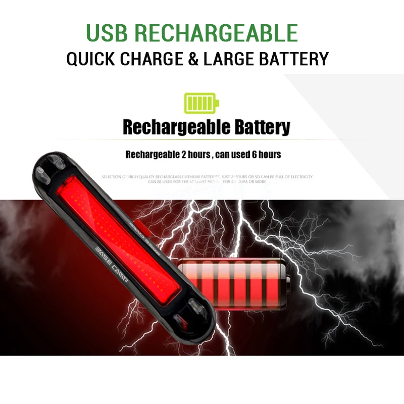 Perfect BASECAMP Bike Light USB Rechargeable LED Rear Light Waterproof Cycling Backlight Warning Flashlight for Bicycle Lights Taillight 2