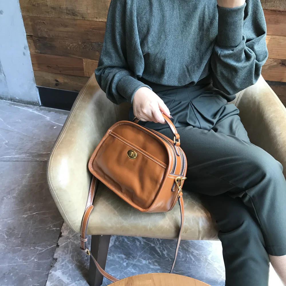 

2019 Designer Women Shoulder Bag Simple Double Zipper Clutch Bag Girls Gennuie Leather Messenger Bags Female bag With Long Strap