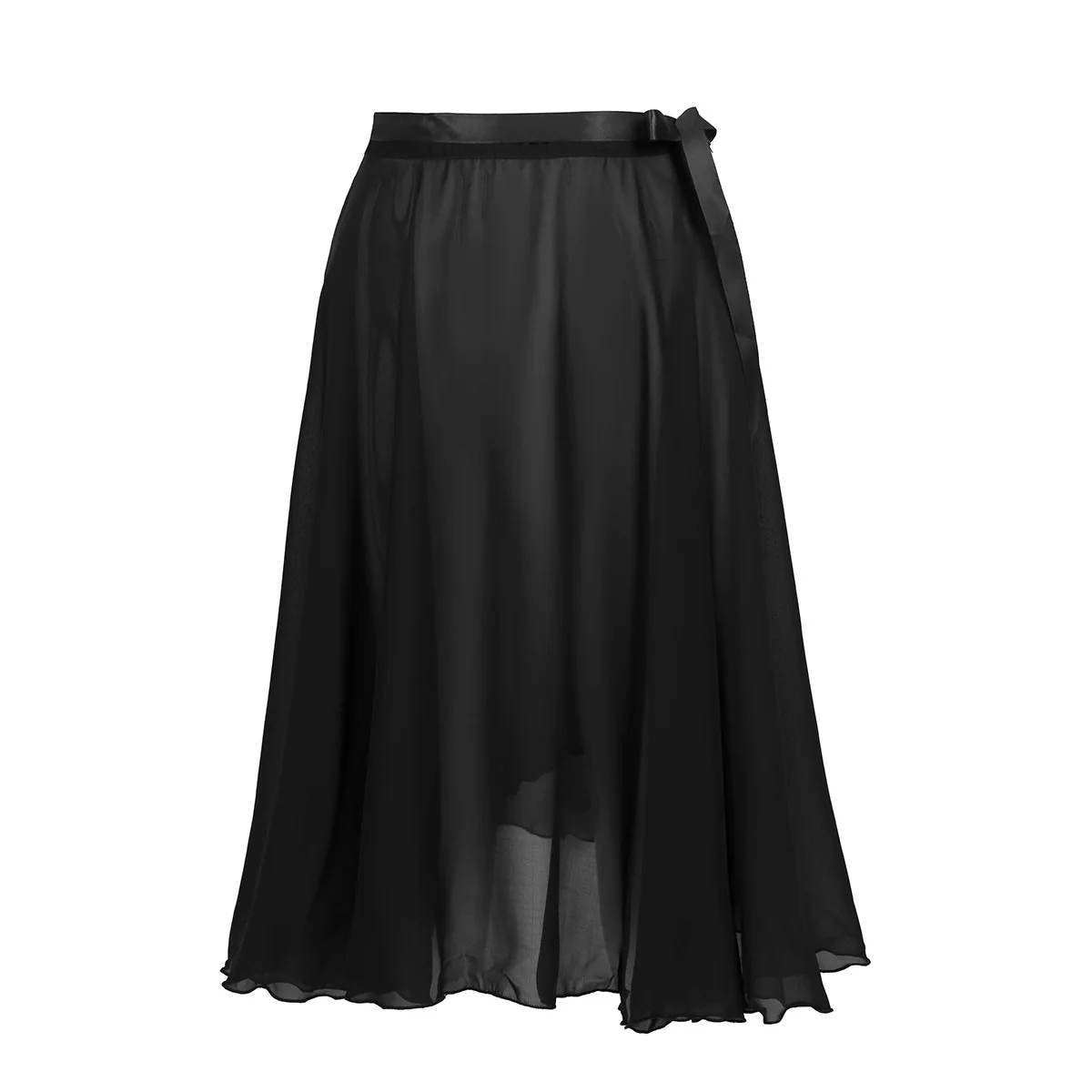 Женская шифоновая юбка-пачка для танцев с завязками на талии, профессиональная балетная пачка для гимнастики и фигурного катания, тренировочные юбки - Цвет: Black