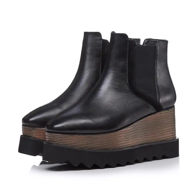 Cuir Véritable Plate Masgulahe De Femme Élastique Black Carré En Bande Pratique Automne Bottes Chaussures Orteil 2018 Cheville Mode forme TXOkZPiu