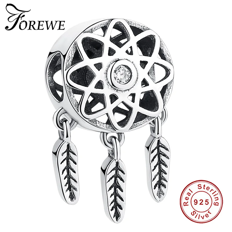 

Genuine 925 Sterling Silver Beautiful Dream Catcher Holder Beads fit Pandora Charm Bracelet Necklace DIY Jewelry Christmas