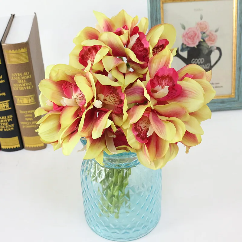 Flone Artificial Butterfly Orchid Flower Simulation Latex Flower Real Touch Lily Bouquet Wedding Home Office Party Decor Floral (2)
