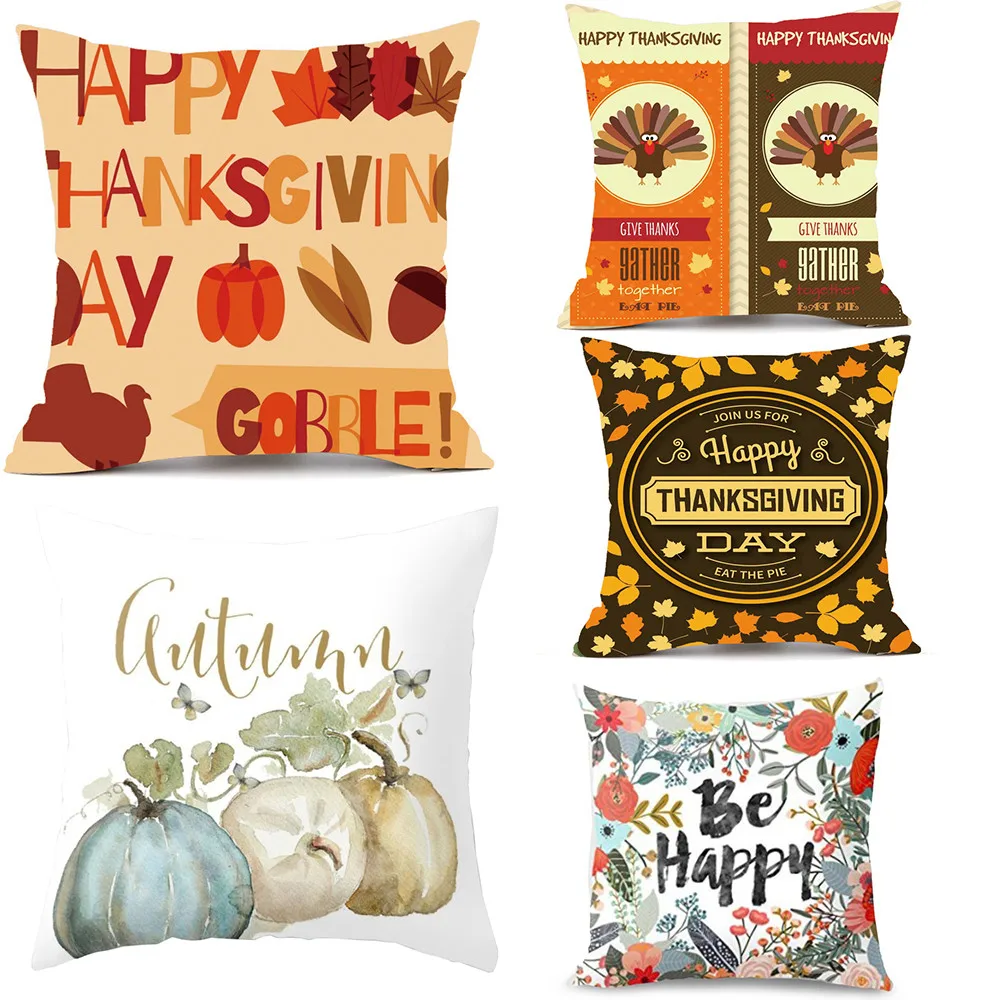 

Thanksgiving Rectangle Cover Decor Pillow Case Sofa Waist Throw Cushion Cover Lumbar Pillow Removable and Washable L52