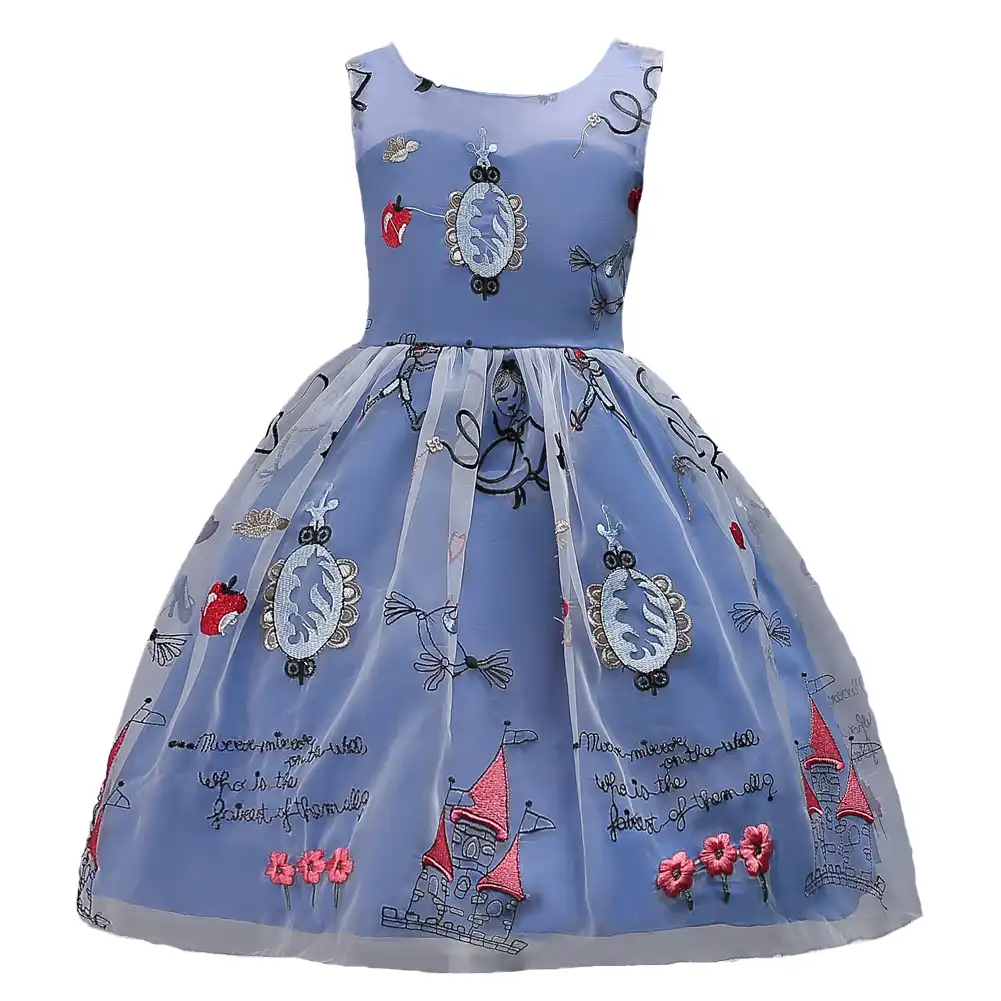blue and pink frock