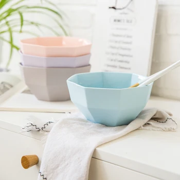 

Ceramic Octagon Rice Bowl Candy Color Dessert Bowl Pudding Bowl Ice Cream Cup Fruit Tray Cute Dinnerware Food Container 1pcs