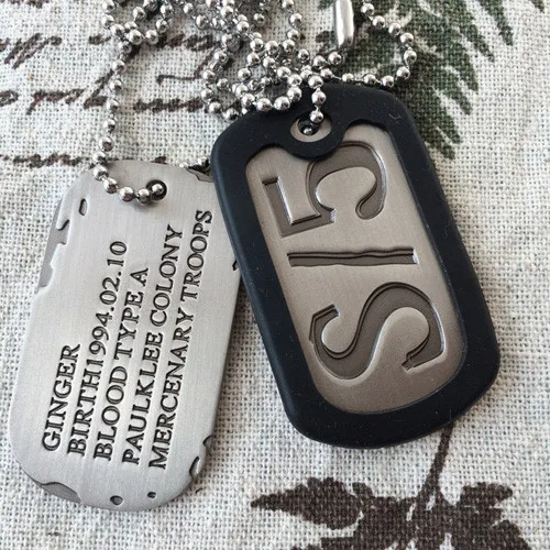 Gangsta S/5 Nicolas Brown Mercenary Dog Tag Necklace with Box Pendant