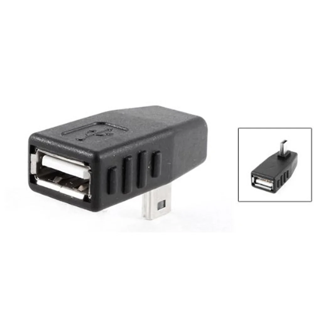

2015 Hot Black USB 2.0 Type A Female to Mini B 5 Pin Male 90 Degree Adapter