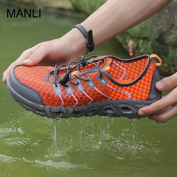 

MANLI Men Outdoor Summer Hiking Shoes Women Boy Mesh Breathable Ultra-light Trekking Boots Wandelschoenen Dames Size 33-44
