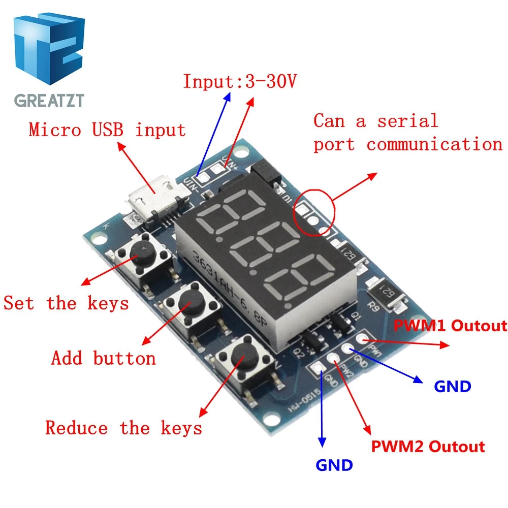 DC 5 30 в Micro USB В мощность независимый генератор pwm 2 канала двойной способ цифровой