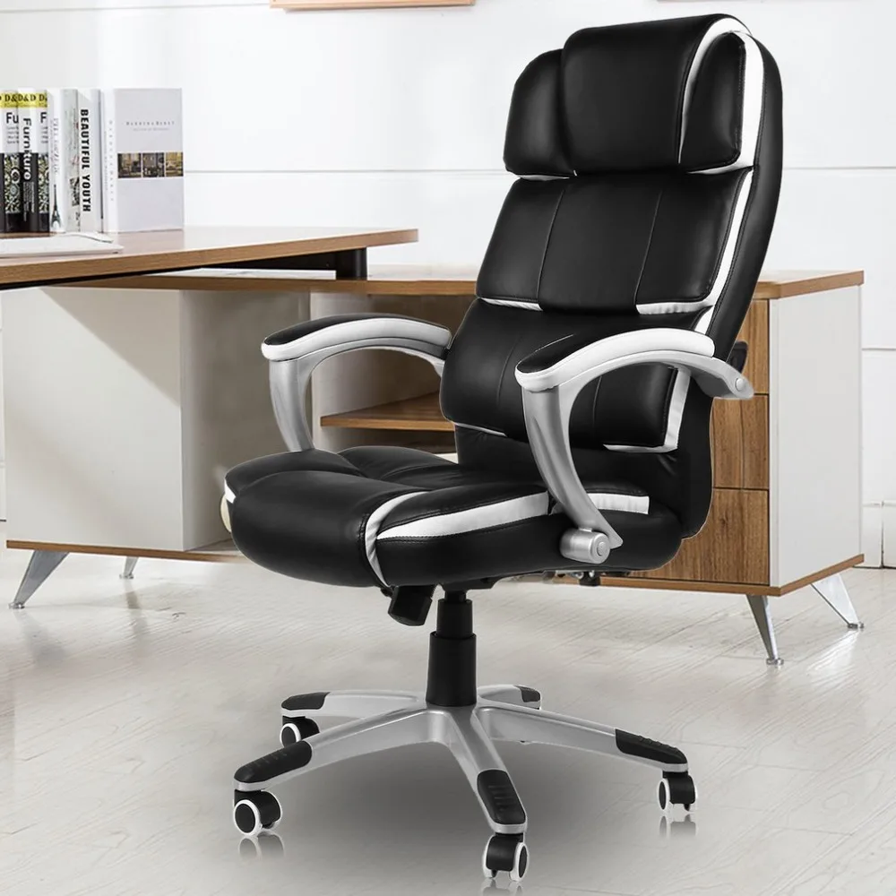 

Adjustable Sports Racing Office Chair PU Leather Swivel Cushioned Arm Rest Game Computer Seat High Back Office Seating