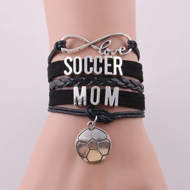 Женский кожаный браслет Infinity love soccer браслеты для мужчин и женщин ювелирные