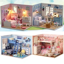 Кукольные домики Каса модель миниатюрный DIY кукольный домик с светодиодный осветительный прибор деревянный дом кукла Рождественский подарок игрушки для детей# E