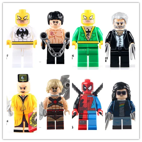 

8pcs Super Hero Marvel Laura Logan X-man Bruce Lee Space Batman Building Block Best Gift DIY Action Baby Toys