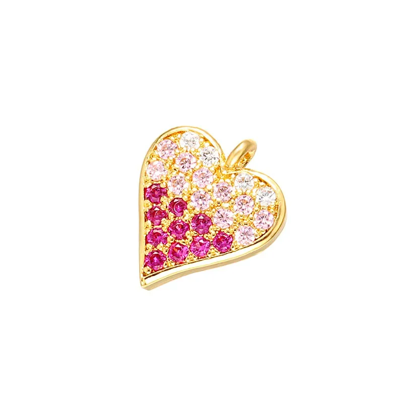 ZHUKOU 12x12 мм сладкий кристалл в форме сердца клубника маленький кулон для ожерелья серьги ювелирных изделий Аксессуары Модель: VD427 - Окраска металла: gold