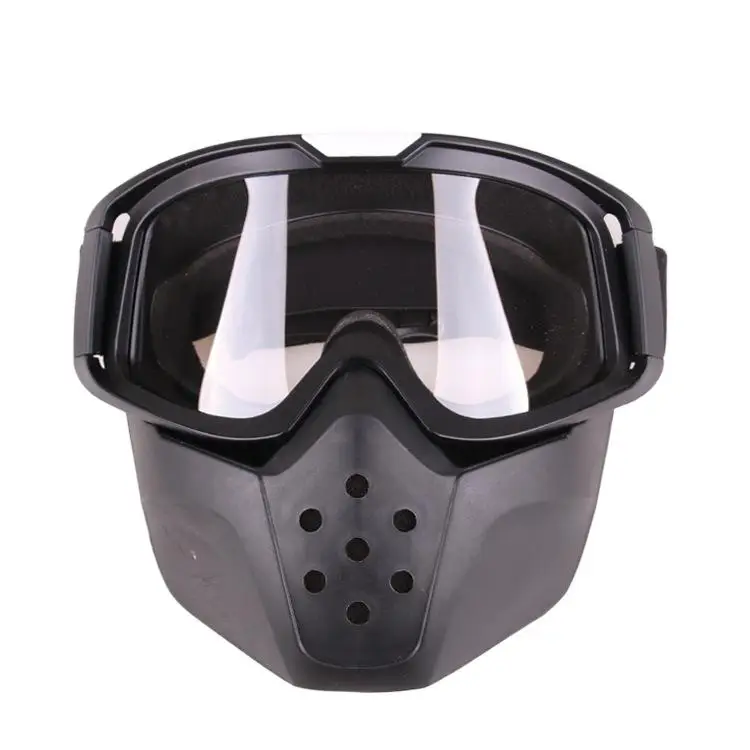 LumiParty мотоциклетные ретро очки Спорт на открытом воздухе Анти-песок со съемным мотоциклетным фильтром рот очки маска - Цвет: Black frame