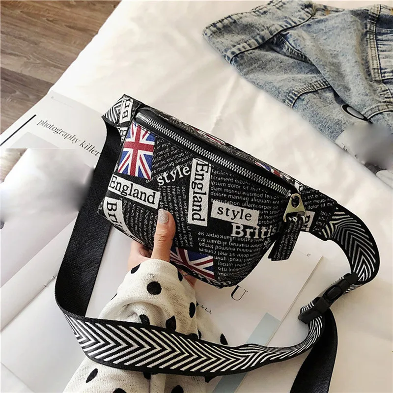 New Fashion Men Women Graffiti Print Casual Waist Bag Bum Fanny Pack Hip Hop Waist Packs Zip Belt Money Pouch Purse#40
