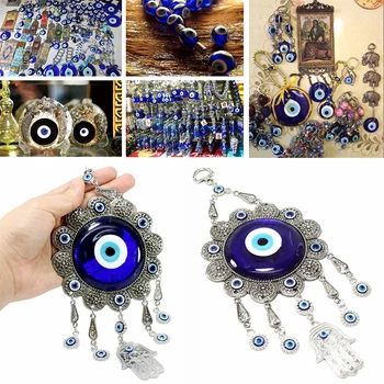 

Wall Hanging Turkish Blue Evil Eye Flower Hamsa Hand Amulet Decor Protection 2019 new