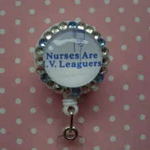 Оптовых партий медсестры ID значок/держатель выдвижная катушка Назад металлический зажим/хорошие Кристаллы 10 шт./партия