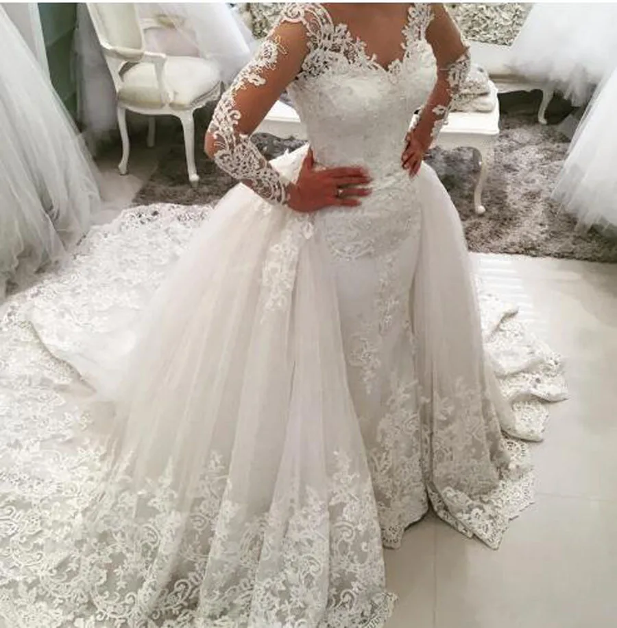 

Wedding Dress 2019 New Sexy Fishtail Wedding Dress Two Removable Tail Fishtail Wedding Dresses