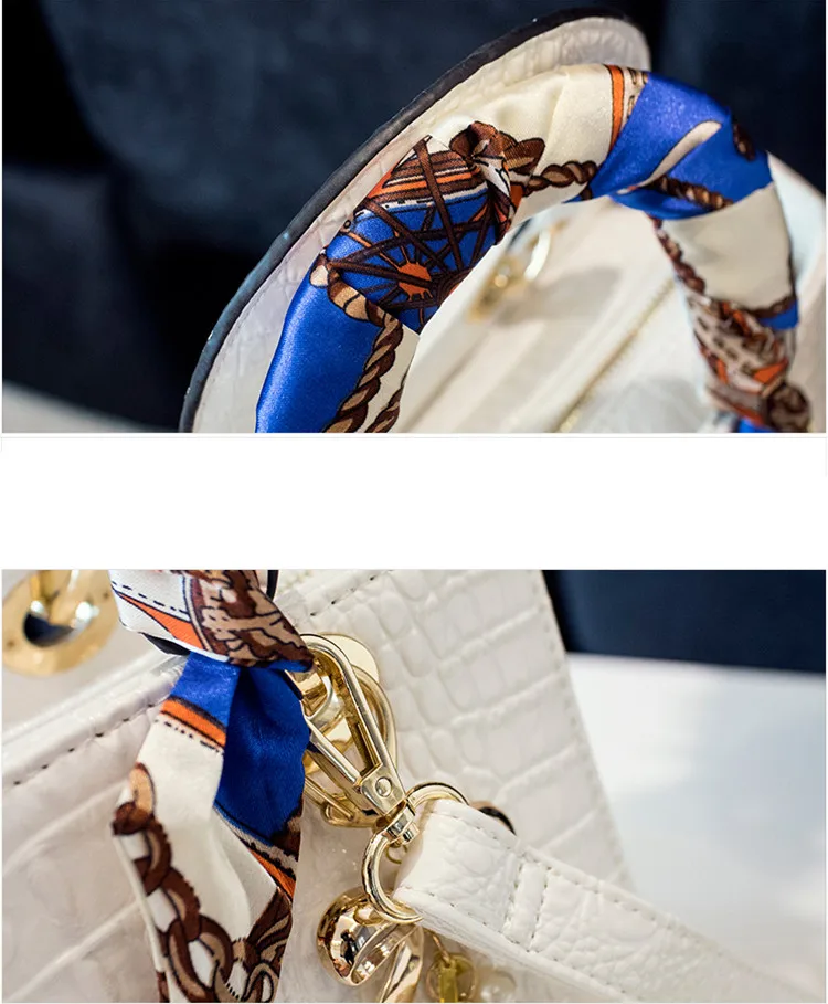 Роскошная Брендовая женская сумка-тоут с жемчугом и бриллиантами, кожаная сумка с узором «крокодиловая кожа», сумка-мессенджер с бабочкой на плечо