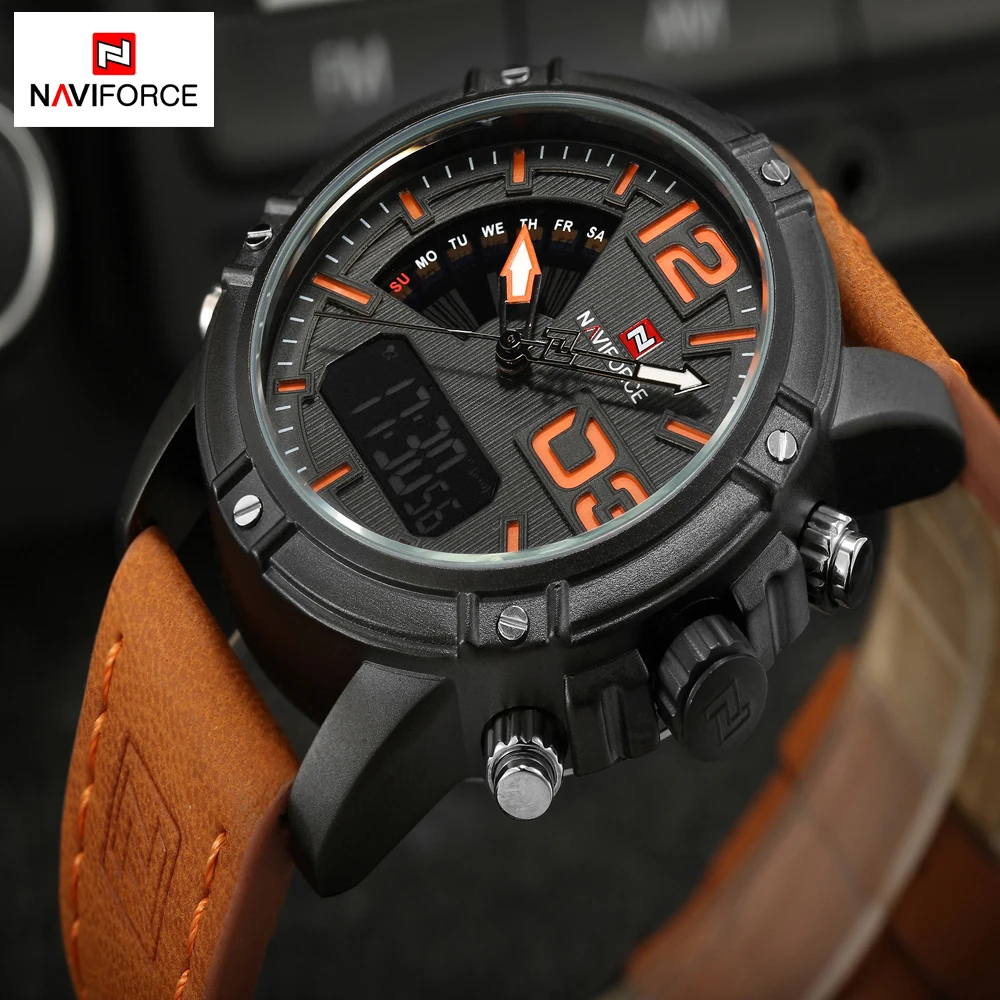 

NAVIFORCE Men Watches Luxury Fashion Sports Watches Men Quartz Digital Leather Military Waterproof Wrist Watch Relogio Masculino